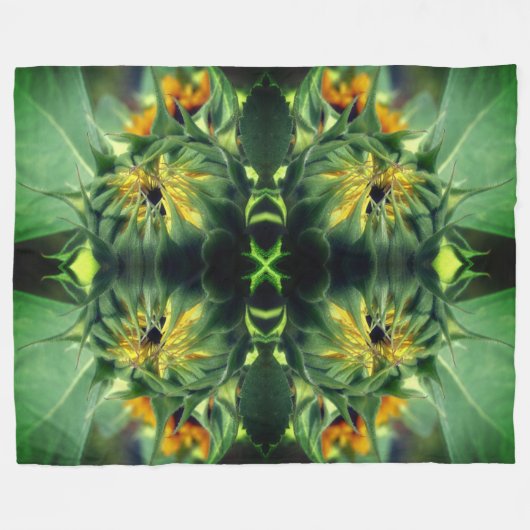 Zonnebloem Ontvouwen Abstract Fleece Deken (Voorkant (Horizontaal))