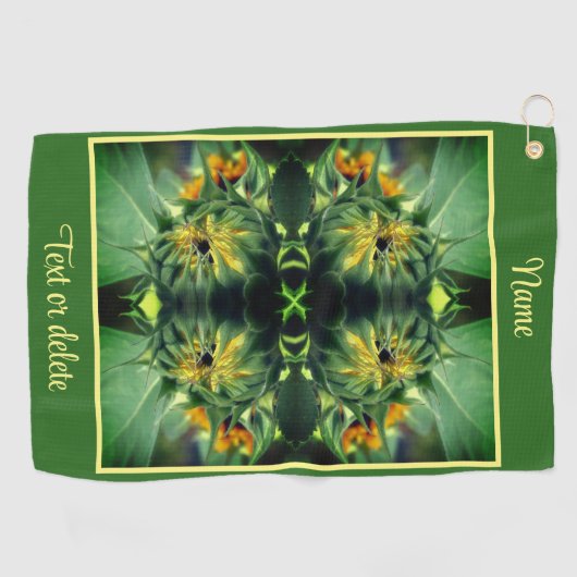 Zonnebloem Ontvouwen Abstract Gepersonaliseerd Golfhanddoek (Horizontaal)