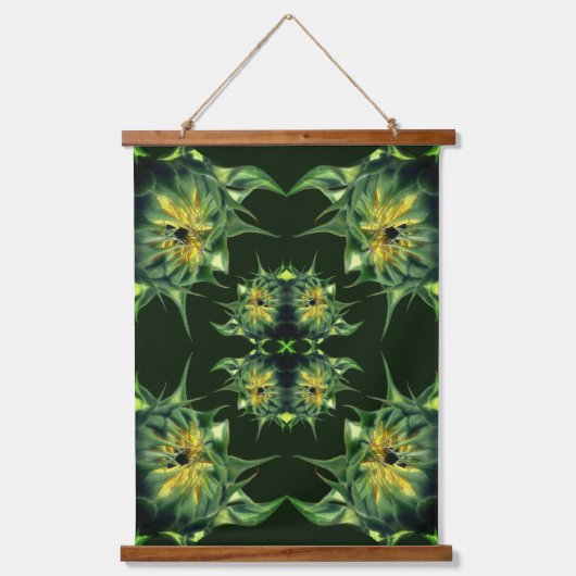 Zonnebloem ontvouwende bloem Abstract Hangend Wandkleed (Voorkant)