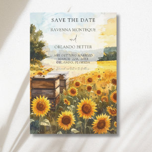Zonnebloem Oogst Bijenkasten Land Huwelijk Herfst Save The Date