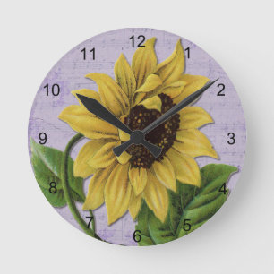  zonnebloem op blad ronde klok