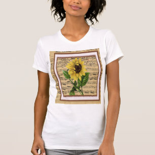 zonnebloem op blad t-shirt
