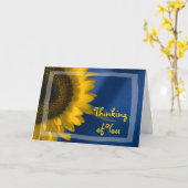 Zonnebloem op blauw denken kaart (Gele Bloem)