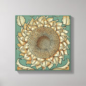 Zonnebloem op Blauw-groene achtergrond Canvas Afdruk (Voorkant)