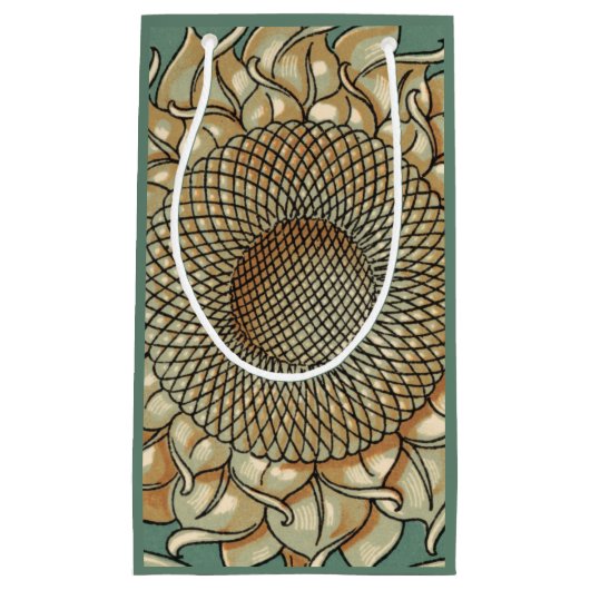 Zonnebloem op Blauw-groene achtergrond Klein Cadeauzakje (Voorkant)