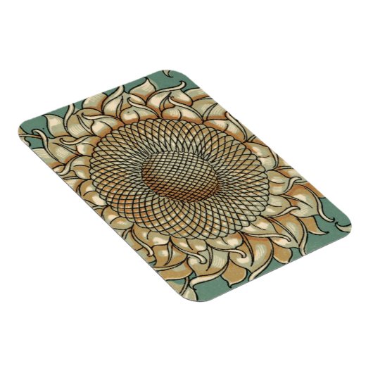 Zonnebloem op Blauw-groene achtergrond Magneet (Rechterzijde)