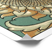 Zonnebloem op Blauw-groene achtergrond Poster (Hoek)