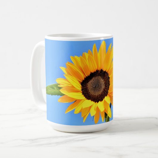 Zonnebloem op Blue Sky Coffee Mok (Voorkant links)