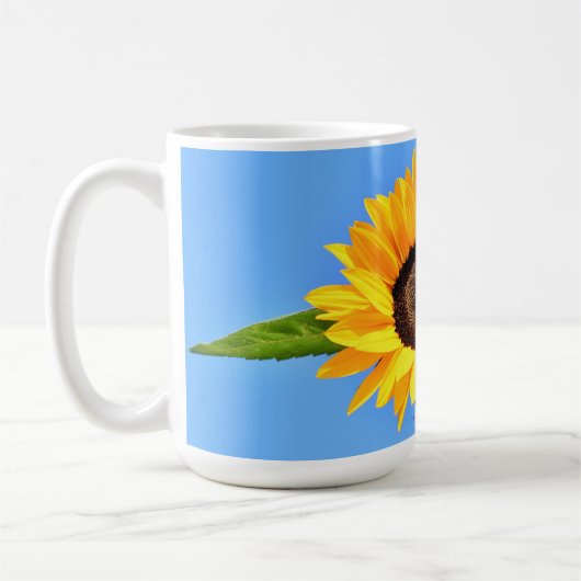 Zonnebloem op Blue Sky Coffee Mok (Links)