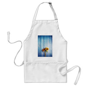Zonnebloem op Blue Wood Wall Standaard Schort