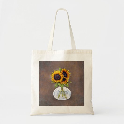 Zonnebloem op bruine Rustic Tote Bag (Voorkant)