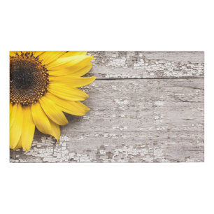 Zonnebloem op een Woodentafel Naambadge
