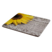 Zonnebloem op een Woodentafel Snijplank (Hoek)
