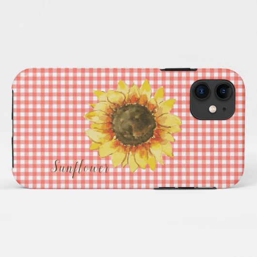 Zonnebloem op Gingham Case-Mate iPhone Case (Achterkant (horizontaal))