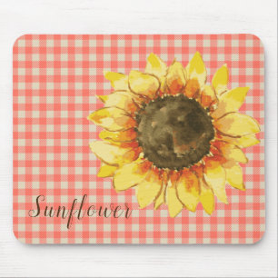 Zonnebloem op Gingham Muismat