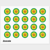 Zonnebloem op groen ronde sticker (Vel)