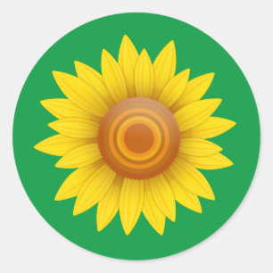 Zonnebloem op groen ronde sticker