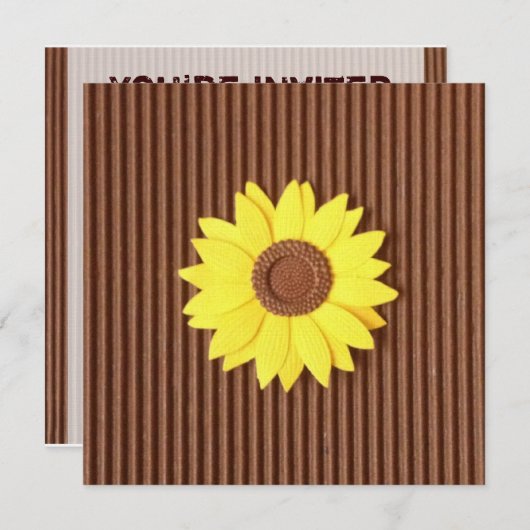 Zonnebloem op "Nep-structuurpapier" uitnodiging (Voorkant / Achterkant)