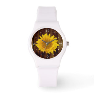 Zonnebloem op  schuur Hout Land Horloge