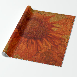 Zonnebloem  Oranje goudtextiel, ontkoppeling Cadeaupapier