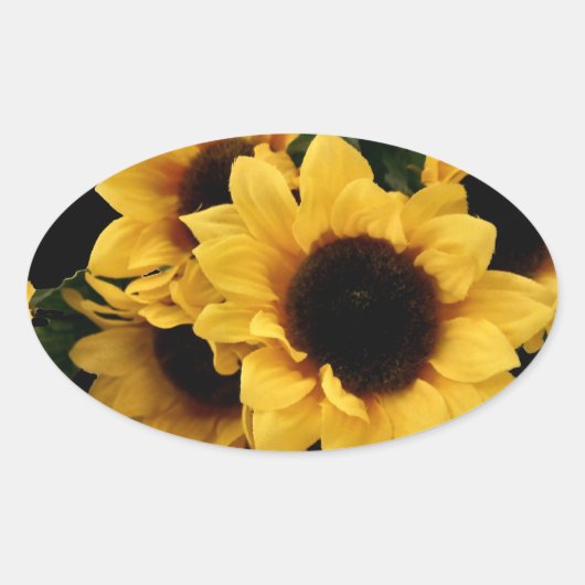 Zonnebloem ovale Sticker (Voorkant)