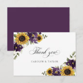 Zonnebloem Paars Violet Floral Rustic Wedding Bedankkaart (Voorkant / Achterkant)
