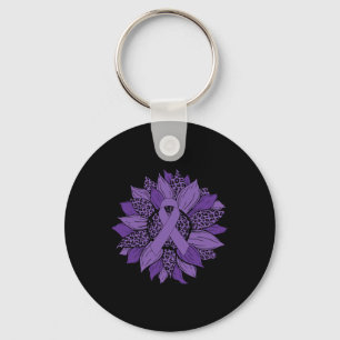 Zonnebloem Paarse lint fibromyalgie bewustzijn Ma Sleutelhanger