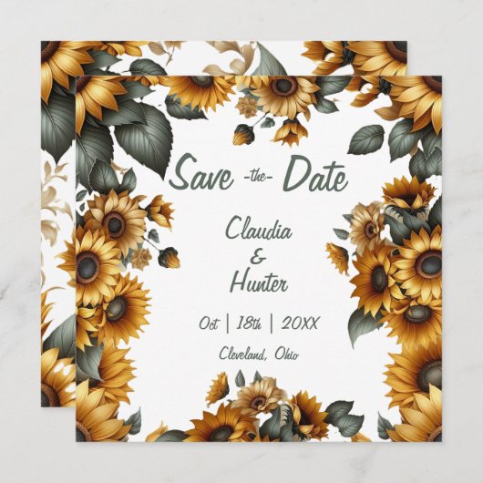 Zonnebloem Patch Bewaar de datum Save The Date (Voorkant / Achterkant)