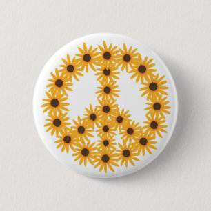 Zonnebloem Peace Sign knoppen Ronde Button 5,7 Cm