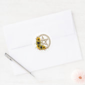 Zonnebloem Pentagram Ronde Sticker (Envelop)