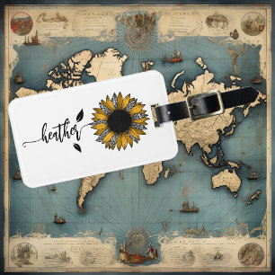 Zonnebloem Persoonlijke naam steel Bagagelabel