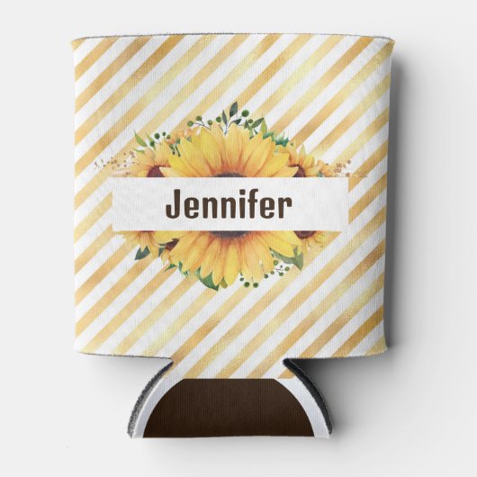 Zonnebloem Persoonlijke naam Tall Blikjeskoeler (Voorkant)
