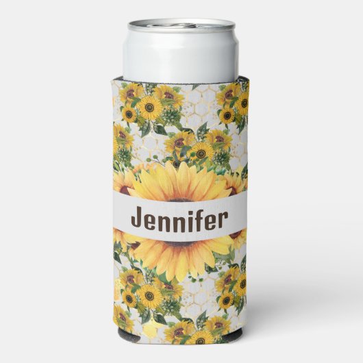 Zonnebloem Persoonlijke naam Tall Seltzer Koelbox (Seltzer Achterkant)