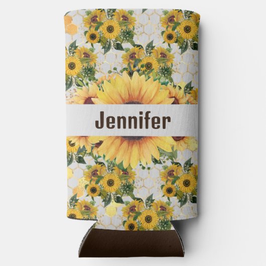 Zonnebloem Persoonlijke naam Tall Seltzer Koelbox (Achterkant)