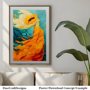 Zonnebloem Pet Modern Uniek Ongewoon Schilderij B8 Poster