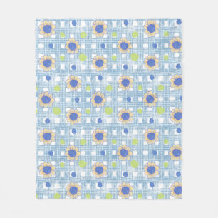 Zonnebloem & Plaid  Design Fleece Deken