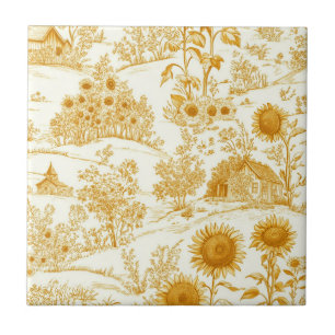 Zonnebloem Platteland Vintage Geel Toile Tegeltje