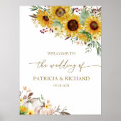 Zonnebloem pompoen bruiloft welkom poster (Voorkant)