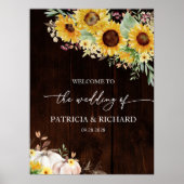 Zonnebloem pompoen bruiloft welkom poster (Voorkant)