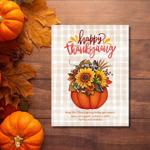 Zonnebloem Pompoen Herfst Oogst Thanksgiving Feestdagenkaart