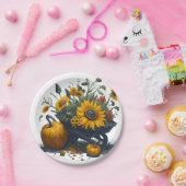 Zonnebloem & Pompoen Papieren Bordje (Feest)