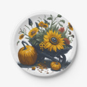 Zonnebloem & Pompoen Papieren Bordje (Voorkant)