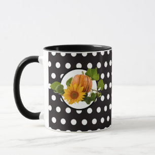 Zonnebloem & Pompoen Wit-Zwarte Stippenmok Mok
