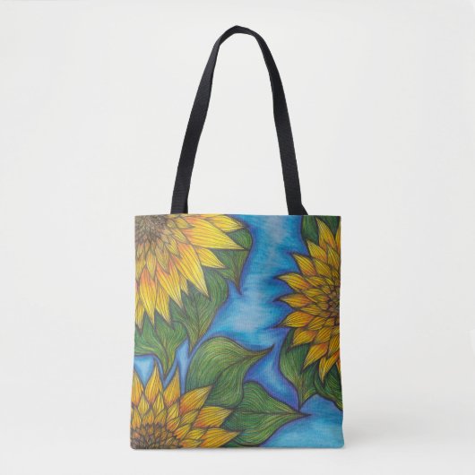 Zonnebloem Print Herbruikbare Canvas tas Eco-vrien (Voorkant)