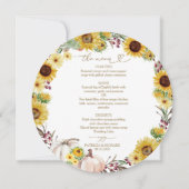 Zonnebloem Pumpkin Circle Wedding Menu Kaart (Voorkant)