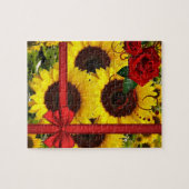 Zonnebloem Puzzels Rode Roos Rood Lint (Horizontaal)