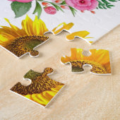 Zonnebloem Puzzels Roze olifant Floral (Zijkant)