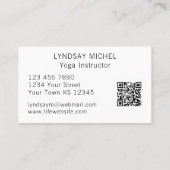 Zonnebloem QR Code Yoga Instructor Visitekaartje (Achterkant)