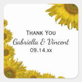 Zonnebloem Rand Weddenschap Hartelijk dank Vierkante Sticker (Voorkant)