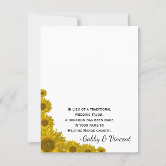Zonnebloem Rand Wedding Charity Favor Card